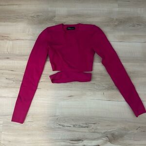 babaton wrap long-sleeve cropped shirt